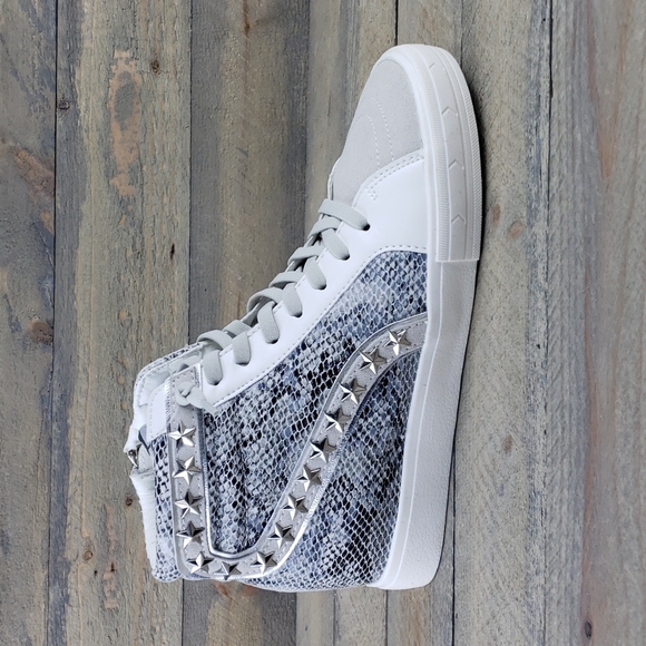 Vintage Havana Dayna High Top Snakeskin Zip Sneakers Two Laces - Picture 2 of 9